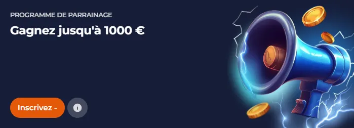 Programme de parrainage Nine Casino, gagnez jusqu’à 1000 € avec un mégaphone