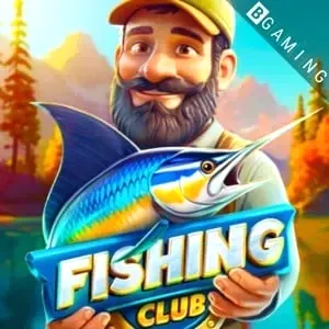 Fishing Club slot by BGaming featuring fisherman holding big fish